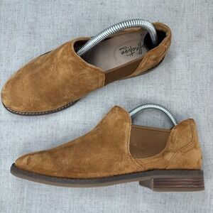 Clarks Camzin Boots Tan Brown Suede Leather Pull On Shoes Size 8.5M